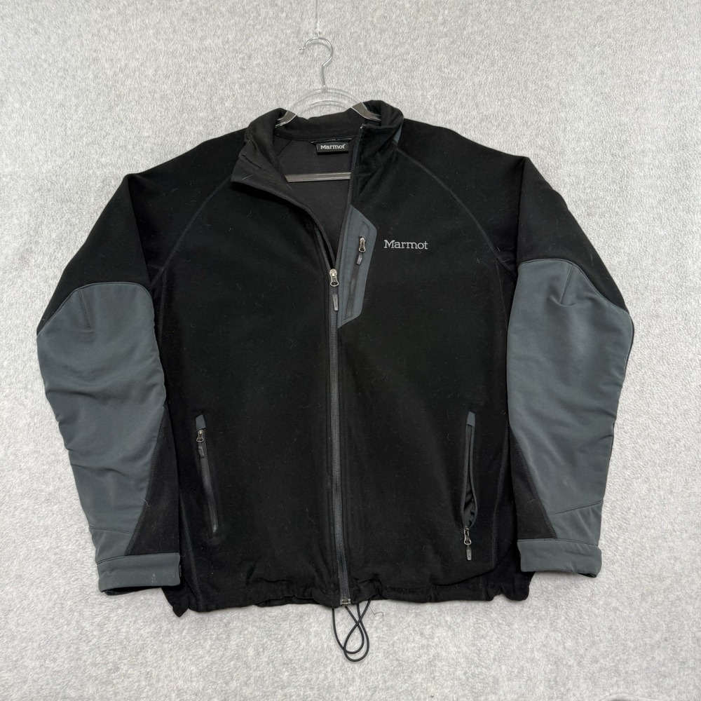 Marmot Jacket Mens L Black Gore Windstopper Fleece Full Zip Hiking Outdoor